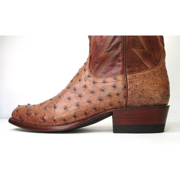 New TECOVAS The Wyatt II Russet Ostrich Leather Men 11.5D Western Cowboy Boots - Picture 7 of 12